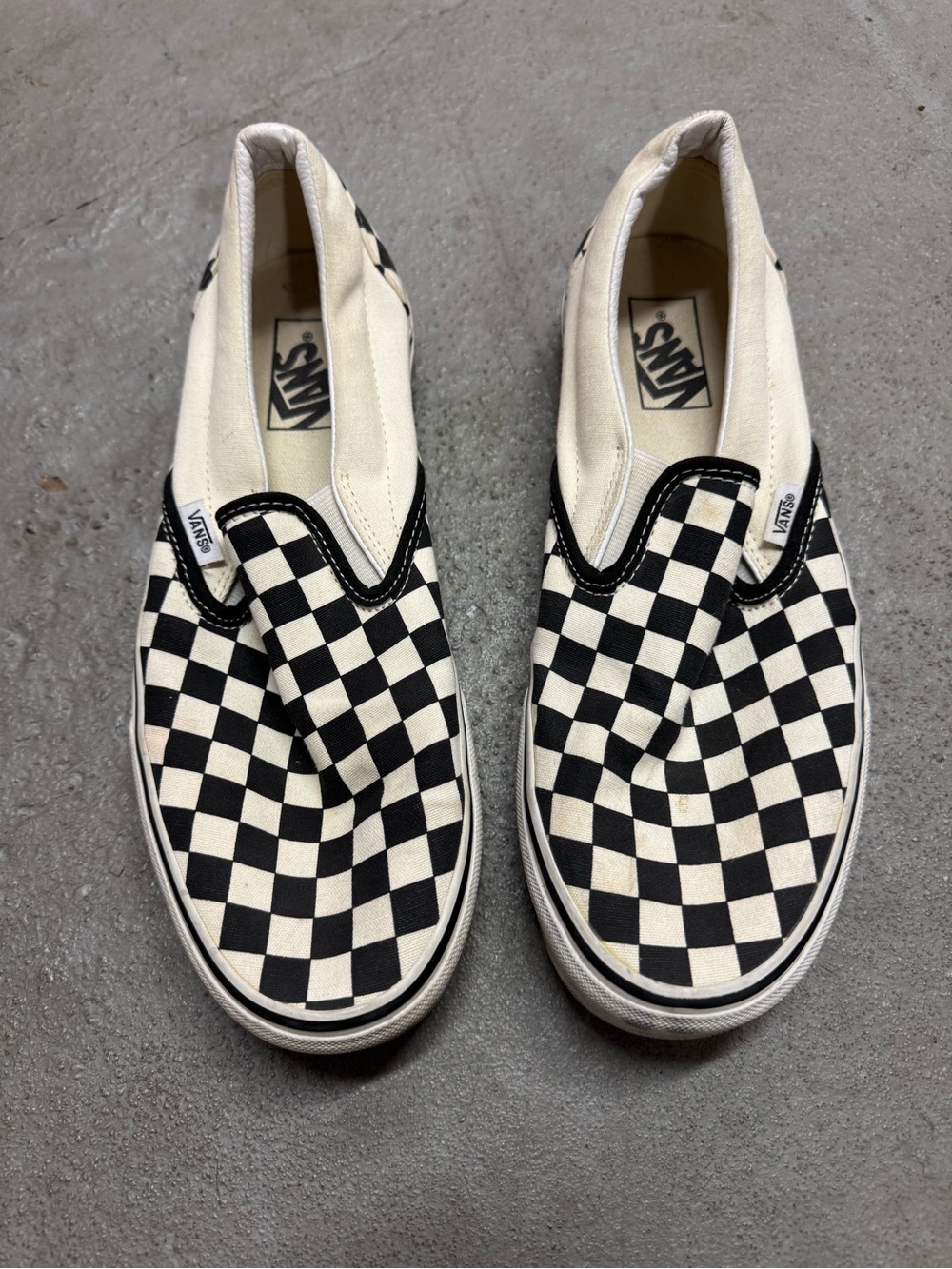 Vans Slip-On Checkerboard Sneakers - Black & White Canvas
